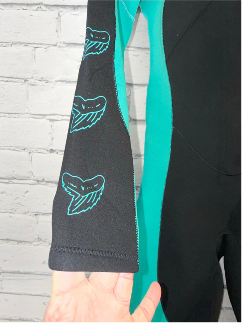 Women's Jintaleco Wetsuit One Piece Swimsuit Black Teal Neoprene Cold Water NWOT